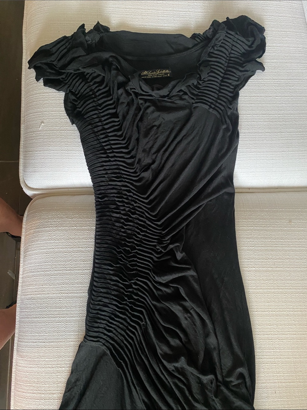 All Saints Black Ruched Midi Dress size 6